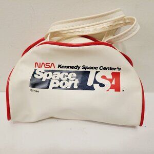 Vtg 1984 Mini NASA USA Kennedy Space Center Sport White Vinyl 7” Bag Souvenir